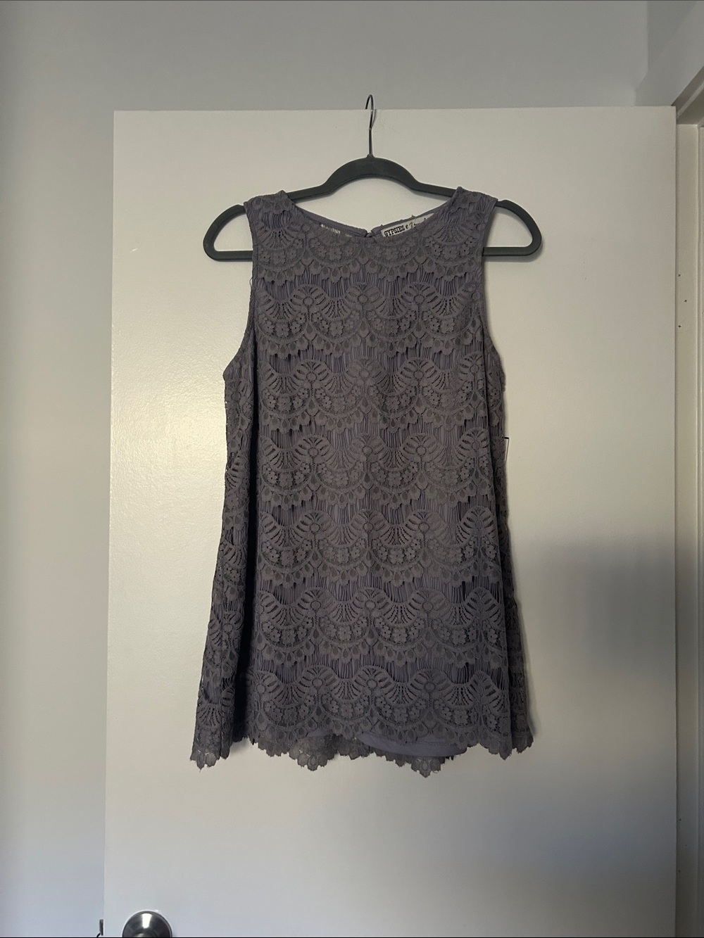 Gypsies & Moondust Sleeveless Lace Tunic Dress - Charcoal Gray